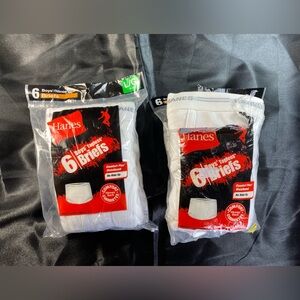 12pr Hanes Boys 14-16 L/G White Tagless Briefs Underwear New